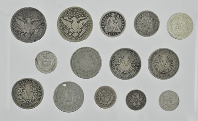 Lot 199 - 14 x USA Coins, comprising: 2 x 'Barber'...