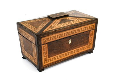 Lot 455 - A Regency Rosewood and Parquetry Tea Caddy,...