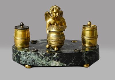 Lot 196 - A French gilt bronze desk stand, late 19th...