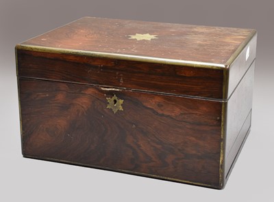 Lot 185 - A Victorian brass mounted rosewood vanity box...