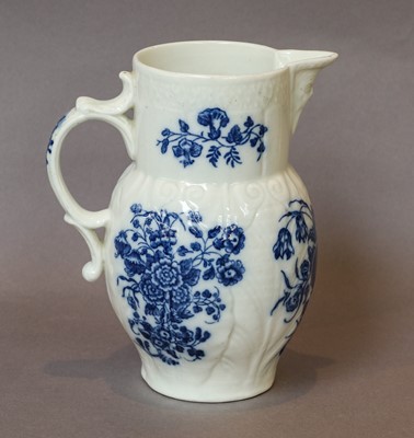 Lot 205 - A Caughley leaf-moulded mask jug, circa 1775,...