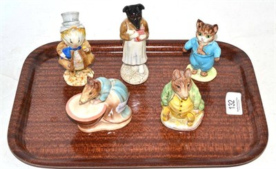 Lot 132 - Five Beswick Beatrix Potter figures: Samuel Whiskers, BP1a, Tom Kitten, BP1a, Amiable Guinea...