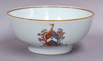 Lot 314 - A Chinese armorial punch bowl, Qianlong,...