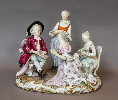 Lot 220 - A Meissen figure group, 19th century, Cupid in...