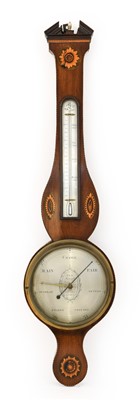 Lot 712 - A Mahogany Inlaid Wheel Barometer, signed...