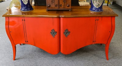 Lot 1195 - A red sideboard, handmade in France by La...