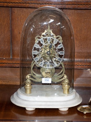 Lot 356 - A Victorian brass skeleton mantel timepiece,...