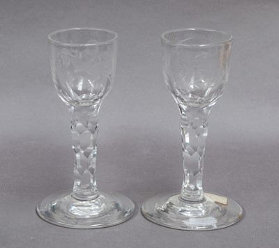 Lot 139 - A pair of wine glasses, circa 1770, each...