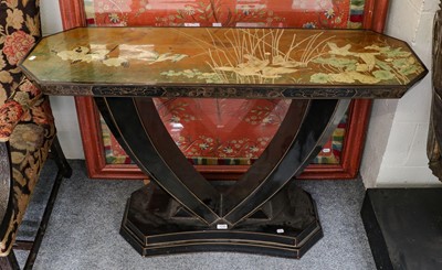 Lot 1143 - A modern Japanned console table decorated with...