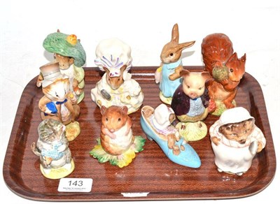 Lot 143 - Ten Beswick Beatrix Potter figures all BP2, comprising: Pigling Bland, Mrs Tiggy Winkle,...