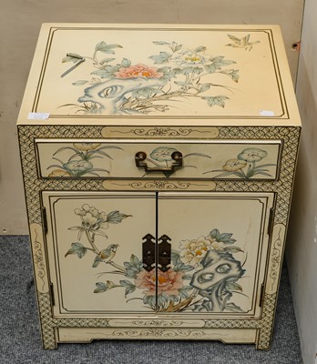 Lot 1247 - A pair of modern chinoiserie style cream...