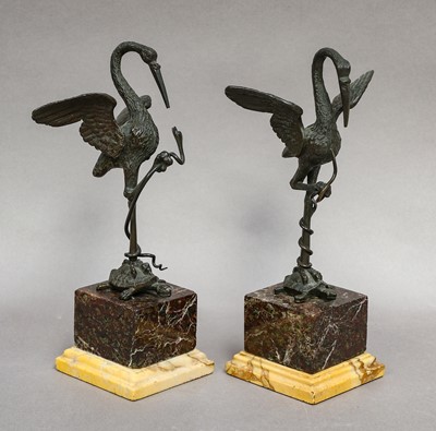 Lot 302 - A pair of French patinated bronze sculptures,...