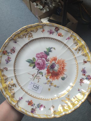 Lot 126 - A Berlin porcerlain plate with yellow borders...