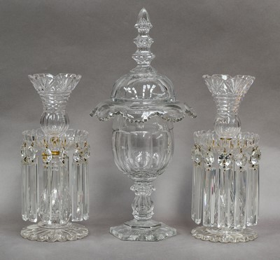 Lot 310 - A glass pedstal bowl and cover, 19th century,...