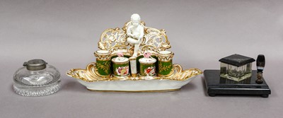 Lot 180 - An English porcelain desk stand, early 19th...