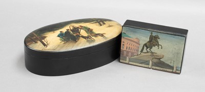 Lot 294 - A Russian lacquered papier mache box, early...