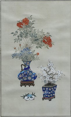 Lot 1085 - Two early 20th century Chinese watercolours on...