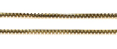 Lot 337 - A box link chain, stamped '18K', length 101cm