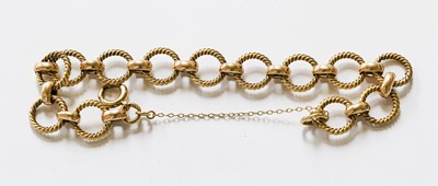 Lot 338 - A 9 carat gold fancy link bracelet, length 21.5cm