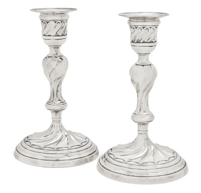 Lot 2256 - A Pair of Victorian Silver Candlesticks