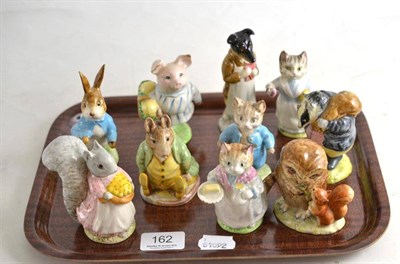 Lot 162 - Ten Beswick Beatrix Potter figures all BP2, comprising: Old Mr Brown, Ribby, Goody Tiptoes,...