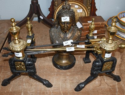 Lot 377 - A pair of andirons, a reproduction bust of...