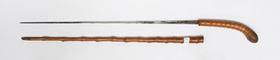 Lot 255 - A bamboo sword stick, 19th Century, with a...