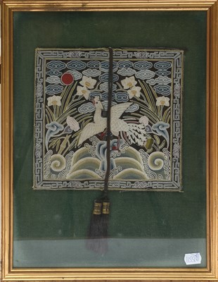 Lot 2167 - An Early 20th Chinese Embroidered Square Panel,...