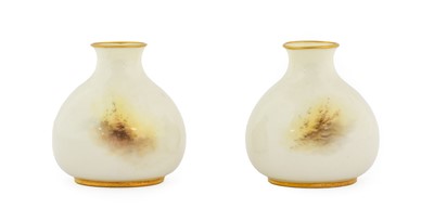 Lot 134 - A Pair of Royal Worcester Porcelain Vases, by...