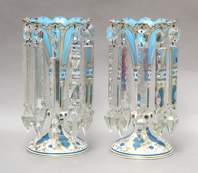 Lot 150 - Pair 19th Century Bohemian glass table lustres