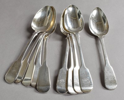 Lot 38 - Ten George III and Later Silver Table Spoons,...