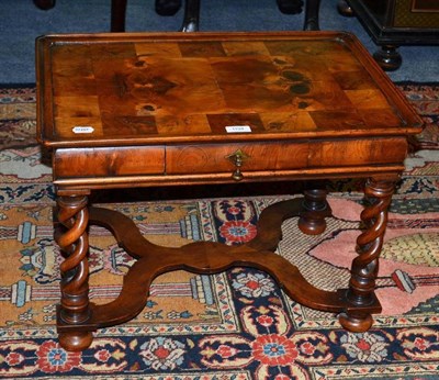 Lot 1194 - An Olivewood and Oyster Veneered Side Table, in 17th century style, the moulded top with re-entrant