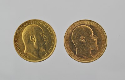 Lot 282 - 2 x Edward VII, Sovereigns 1902M and 1905M,...