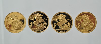 Lot 312 - 4 x Elizabeth II, Proof Sovereigns 1986, 1987,...