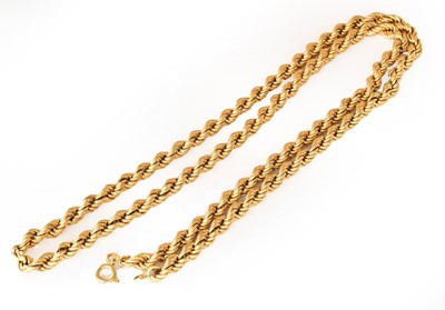 Lot 253 - An 18 carat gold rope twist necklace, length...