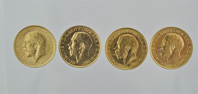 Lot 296 - 4 x George V, Sovereigns 1919P, 1920P, 1921P...
