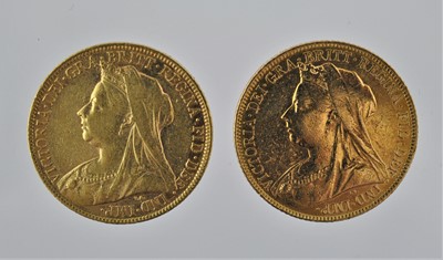 Lot 277 - 2 x Victoria, Sovereigns 1898 and 1900, obv....