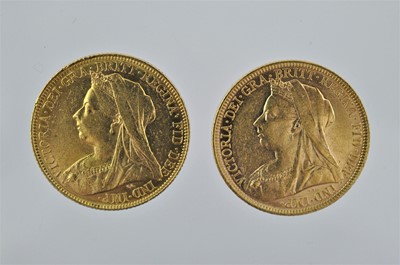 Lot 276 - 2 x Victoria, Sovereigns 1897M and 1901M,...