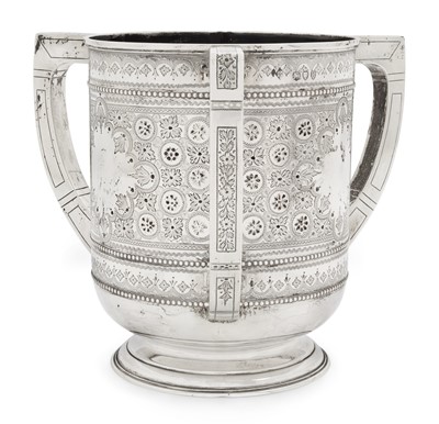 Lot 2264 - A Victorian Silver Three-Handled Tyg