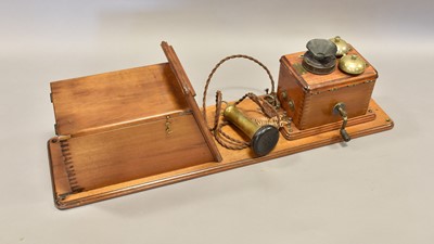 Lot 217 - An Early Ericsson Wood Wall Magneto Telephone