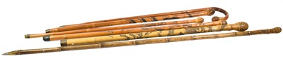 Lot 2292 - A Collection of Five Japanese Bamboo Walking...
