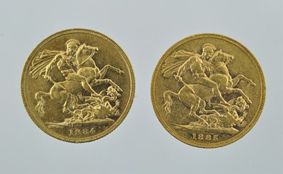 Lot 269 - 2 x Victoria, Sovereigns 1884M and 1885M,...