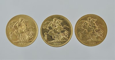 Lot 259 - 3 x Victoria, Sovereigns 1873, 1874 and 1880,...
