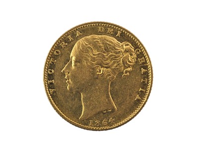 Lot 249 - Victoria, Sovereign 1864, obv. young head left,...