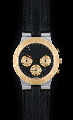 Lot 2213 - A Steel and Gold Calendar Chronograph...