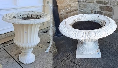 Lot 1113 - A Victorian white painted cast iron garden urn,...