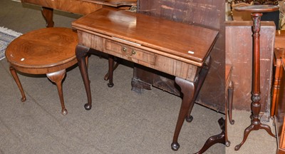 Lot 1254 - A coffee table, walnut tea table, and a...