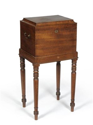 Lot 1198 - A Late George III Mahogany Tea Chest, circa 1820, the hinged lid enclosing a removable metal...