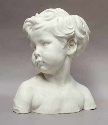 Lot 155 - A Parian bust of a young boy, stamped Sevres...