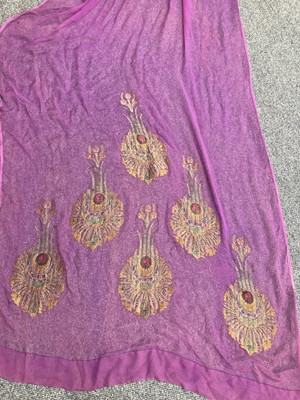 Lot 2152 - Early 20th Century Purple Silk Shawl woven...